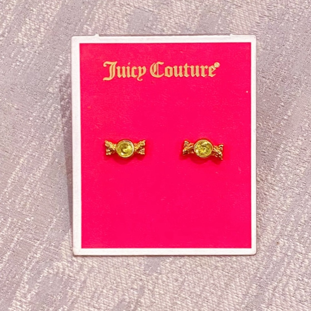 Juicy Couture Candy Bow Light Green Rhinestone Stud Earrings NWT